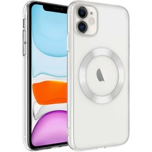 Lyche Apple iPhone 11 Kılıf Kamera Lens Korumalı Kablosuz Magsafe Şarj Kılıfı Şeffaf Renkli Hard Kapak Kılıf + Kamera Lens Koruyucu.