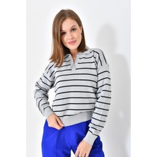 Parkkaron Çizgili Polo Yaka Kazak