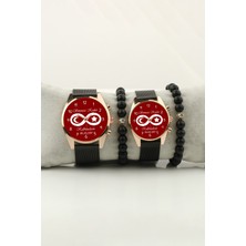 Stony Sonsuza Kadar Kalbimdesin Çift Kol Saati Ay Yıldız Tarih Yazılabilir Bileklik Hediye