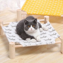 Hanyang Gri 53X48X13CM Kedi ve Köpek Yatağı Her Mevsim Neme Dayanıklı Kedi Yuvası Taşınabilir Masif Ahşap Köpek Yatağı Tavşan Küçük Köpek Kulübesi Yıkanabilir Kanvas Evcil Hayvan Yatağı (Yurt Dışından)