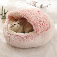 Hanyang Pembe 50 cm Kedi Yatakları Yuvarlak Yumuşak Peluş Oyuk Mağarası Kapşonlu Kedi Yatak Çörek Köpekler Kediler Için Rahat Kendinden Isınma Pet Yatağı (Yurt Dışından)