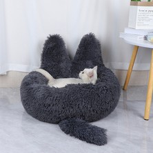 Hanyang 8-Gri 40 cm Yuvarlak Kedi Yatak Evi Uzun Peluş Pet Yatak Kediler Için Yastık Köpekler Için Mat Sıcak Evcil Hayvan Aksesuarları Ev Yıkanabilir Köpek Kanepe Yumuşak Uyku (Yurt Dışından)