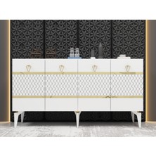 Demonte Dekor Ipek  Konsol Beyaz Altın