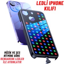 Dekohop Apple Iphone 12 Pro/ 12 Pro Max/ 13/ 13 Pro/ 13 Pro Max/ 14/ 14 Pro/ 14 Pro Max/ 14 Plus Uyumlu Rgb LED Işıklı Siyah Telefon Kılıfı