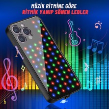 Dekohop Apple Iphone 12 Pro/ 12 Pro Max/ 13/ 13 Pro/ 13 Pro Max/ 14/ 14 Pro/ 14 Pro Max/ 14 Plus Uyumlu Rgb LED Işıklı Siyah Telefon Kılıfı