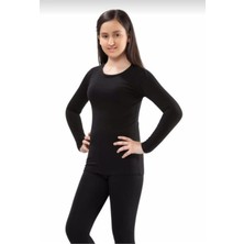 Tutku Kız Çocuk Termal Takım Siyah 2 Adet %60 Polyester %35 Viskon %5 Elastan Uzun Kol