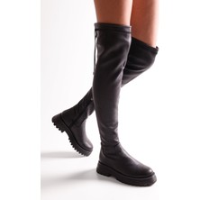 Solmaz Margot Siyah Kalın Taban Kadın Çizme