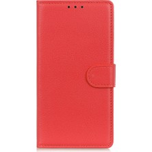 4U Sky Xiaomi Redmi Için Note 10 Pro 4g (Global)/redmi Note 10 Pro Max Classic Style Litchi Doku Pu Deri Cüzdan Telefon Kılıfı Manyetik Kapanış Stand Flip Kitap Kapak-Kırmızı (Yurt Dışından)