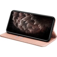 4U Sky Düz Renkli Karbon Fiber Doku Manyetik Otomatik Kapanan Deri Standı Cüzdan Kapağı Xiaomi Için Telefon Kasası Note 10 Pro 4g (Hindistan)/(Global) -Rose Altın (Yurt Dışından)