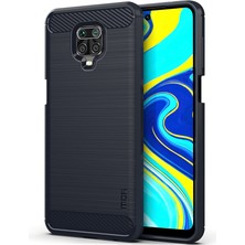 4U Sky Karbon Fiber Doku Fırçalı Tpu Kabuk Kılıfı Xiaomi Redmi Note 9s/not 9-Dark Pro-Dark Blue (Yurt Dışından)