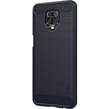 4U Sky Karbon Fiber Doku Fırçalı Tpu Kabuk Kılıfı Xiaomi Redmi Note 9s/not 9-Dark Pro-Dark Blue (Yurt Dışından)