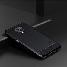 4U Sky Karbon Fiber Doku Fırçalı Tpu Kabuk Kılıfı Xiaomi Redmi Note 9s/not 9-Dark Pro-Dark Blue (Yurt Dışından)