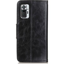 4U Sky Cüzdan Tasarım Folio Flip Crazy Horse Doku Pu Deri Deri Stand Koruyucu Kapak Xiaomi Redmi Note 10 Pro Max/redmi Note 10 Pro-Black (Yurt Dışından)