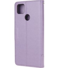 4U Sky Baskı Kelebek Çiçekleri Deri Cüzdan Kılıfı Xiaomi Redmi 9c/9c Nfc-I-Light Mor (Yurt Dışından)