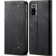 4U Sky Vintage Style Cüzdan Stand Kot Koku Doku Deri Deri Telefon Kapağı Xiaomi Redmi Note 10 Pro/note 10 Pro (Hindistan)/note 10 Pro Max-Black (Yurt Dışından)