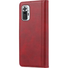 4U Sky Deri Cüzdan Stand Telefon Kılıfı Xiaomi Için Redmi Note 10 Pro/not 10 Pro Max-Red (Yurt Dışından)