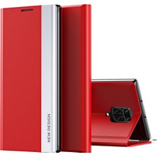 4U Sky Damla Dayanıklı Pu Deri Telefon Stand Kılıfı Xiaomi Redmi Note 9s/9 Pro/9 Pro Max-Red (Yurt Dışından)