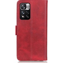 4U Sky Dokulu Deri Yüzey+ Tpu Telefon Kılıfı Cüzdan Manyetik Flip Tam Vücut Koruma Standı Xiaomi Redmi Için Koruyucu Telefon Kapağı Not 11 Pro+ 5g/11 Pro 5g (Çin) (Mediatek) -Red (Yurt Dışından)