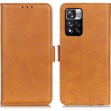 4U Sky Dokulu Deri Yüzey+ Tpu Telefon Kılıfı Cüzdan Manyetik Flip Tam Vücut Koruma Standı Xiaomi Redmi Için Koruyucu Telefon Kapağı Not 11 Pro+ 5g/11 Pro 5g (Çin) (Mediatek) -Brown (Yurt Dışından)