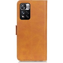 4U Sky Dokulu Deri Yüzey+ Tpu Telefon Kılıfı Cüzdan Manyetik Flip Tam Vücut Koruma Standı Xiaomi Redmi Için Koruyucu Telefon Kapağı Not 11 Pro+ 5g/11 Pro 5g (Çin) (Mediatek) -Brown (Yurt Dışından)