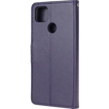 4U Sky Baskı Kelebek Çiçekleri Deri Cüzdan Kılıfı Xiaomi Redmi 9c/9c Nfc-Dark Mor (Yurt Dışından)