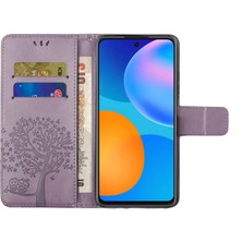 4U Sky Cüzdan Tasarımı Içinde ve Dışarıda Ağaç Baykuş Deseni Deri Deri Şık Kılıf Xiaomi Redmi Note 10 Pro 4g (Hindistan)/(Global)/note 10 Pro Max-Purple (Yurt Dışından)