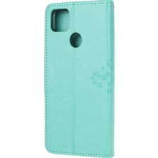 4U Sky Baskı Ağacı Baykuş Deri Cüzdan Kılıfı Xiaomi Redmi 9c/9c Nfc-Green (Yurt Dışından)