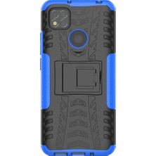 4U Sky Serin Lastik Pc+Tpu 2 Xiaomi Redmi 9c/9c Nfc/redmi 9 (Hindistan)/redmi 10A/XIAOMI Poco C3-Blue Için 1 Kickstand Koruma Telefonu Kabuğu (Yurt Dışından)