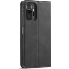 4U Sky Xiaomi Için Ipeksi Dokunmatik Deri Cüzdan Kılıfı Note 10 Pro/redmi Note 10 Pro Max-Black (Yurt Dışından)