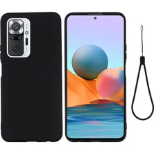 4U Sky Xiaomi Için Kullanışlı Kayışlı Sıvı Silikon Yumuşak Kapak Kasası Note 10 Pro Max/redmi Note 10 Pro-Black (Yurt Dışından)