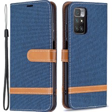 4U Sky Xiaomi Için Redmi 10 4g (2021)/REDMI 10 Prime/redmi 10 2022 4g/redmi Not 11 4g (Mediatek) Renkli Kot Pantolon Deri Telefon Standı Kapak Cüzdanı Case-Dark Mavi (Yurt Dışından)