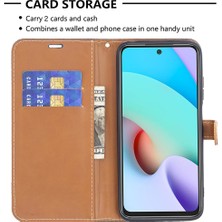 4U Sky Xiaomi Için Redmi 10 4g (2021)/REDMI 10 Prime/redmi 10 2022 4g/redmi Not 11 4g (Mediatek) Renkli Kot Pantolon Deri Telefon Standı Kapak Cüzdanı Case-Dark Mavi (Yurt Dışından)