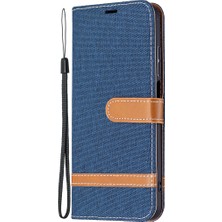 4U Sky Xiaomi Için Redmi 10 4g (2021)/REDMI 10 Prime/redmi 10 2022 4g/redmi Not 11 4g (Mediatek) Renkli Kot Pantolon Deri Telefon Standı Kapak Cüzdanı Case-Dark Mavi (Yurt Dışından)