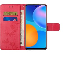 4U Sky Iç ve Dış Kelebek Çiçekleri Xiaomi Redmi Için Deri Cüzdan Telefon Kapağı Note 10 Pro 4g (Hindistan)/(Global)/note 10 Pro Max-Red (Yurt Dışından)