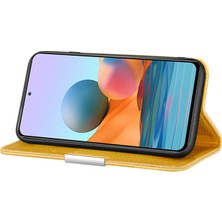 4U Sky Retro Stil Litchi Doku Metal Manyetik Manyetik Toka Deri Kasa Kartı Yuvaları Xiaomi Için Telefon Kabuk Kapağı Note 10 Pro 4g (Hindistan)/4g (Global) -Yellow (Yurt Dışından)