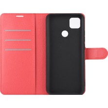 4U Sky Litchi Cilt Cüzdan Deri Cep Telefonu Xiaomi Redmi 9c/9c Nfc Folio Flip Deri Kabuk Telefon Kapak-Kırmızı (Yurt Dışından)