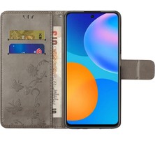 4U Sky Iç ve Dış Kelebek Çiçekleri Xiaomi Redmi Için Deri Cüzdan Telefon Kapağı Note 10 Pro 4g (Hindistan)/(Global)/note 10 Pro Max-Grey (Yurt Dışından)