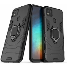 4U Sky Tek Elle Tutan Parmak Yüzüğü Tutucu Kickstand Pc+Tpu Hibrid Kapak Xiaomi Redmi 9c/9c Nfc-Black (Yurt Dışından)