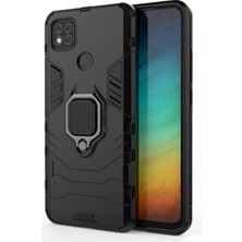 4U Sky Tek Elle Tutan Parmak Yüzüğü Tutucu Kickstand Pc+Tpu Hibrid Kapak Xiaomi Redmi 9c/9c Nfc-Black (Yurt Dışından)