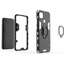 4U Sky Tek Elle Tutan Parmak Yüzüğü Tutucu Kickstand Pc+Tpu Hibrid Kapak Xiaomi Redmi 9c/9c Nfc-Black (Yurt Dışından)