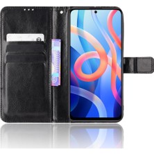 4U Sky Çılgın At Doku Anti-Fall Pu Deri Cüzdan Xiaomi Redmi Için Kayış ile Düz Renk Kapağı Kılıfı Not 11 5g (Çin) (Mediatek)/not 11T 5g/not 11S 5g-Black (Yurt Dışından)