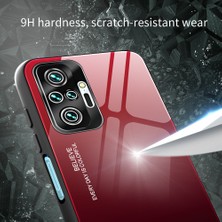 4U Sky Gradyan Temperlenmiş Cam Cep Telefonu Kapağı Tpu Çerçeve Xiaomi Redmi Için Geri Kılıf Not 10 Pro/not 10 Pro Max-Red/siyah (Yurt Dışından)