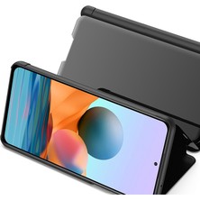 4U Sky Xiaomi Için Kaplama Ayna Yüzey Deri Kılıfı Redmi Note 10 Pro (Hindistan)/redmi Note 10 Pro 5g/redmi Note 10 Pro Maksimum Pencere Telefon Stand-Blue (Yurt Dışından)