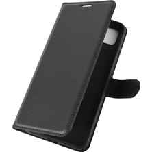 4U Sky Litchi Cilt Cüzdan Deri Cep Telefonu Xiaomi Için Redmi 9c/9c Nfc Folio Flip Deri Kabuk Telefon Kapak Black (Yurt Dışından)