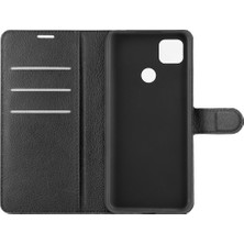 4U Sky Litchi Cilt Cüzdan Deri Cep Telefonu Xiaomi Için Redmi 9c/9c Nfc Folio Flip Deri Kabuk Telefon Kapak Black (Yurt Dışından)