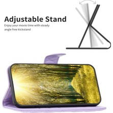 4U Sky Xiaomi Için Poco X3/x3 Nfc/x3 Pro Matte Pu Deri Deri Telefon Cüzdan Standı Kılıf Rhanmombus Baskılı Koruyucu Kapak Morası (Yurt Dışından)