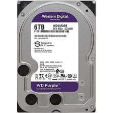 Wd Purple, WD64PURZ, 3.5", 6tb, 256MB, 5400 Rpm, 7/24 Güvenlik, HDD