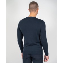 Ncs Lacivert Erkek Bisiklet Yaka Triko Slim Fit Pamuklu Kazak Ncs Jeans 3002