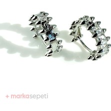 Markasepeti Zirkon Detay Gümüş Kaplama Halka Küpe