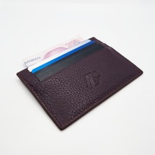 ALC Collection Bordo Renk Hakiki Deri Ince Klasik Unisex Kartlık Cüzdan